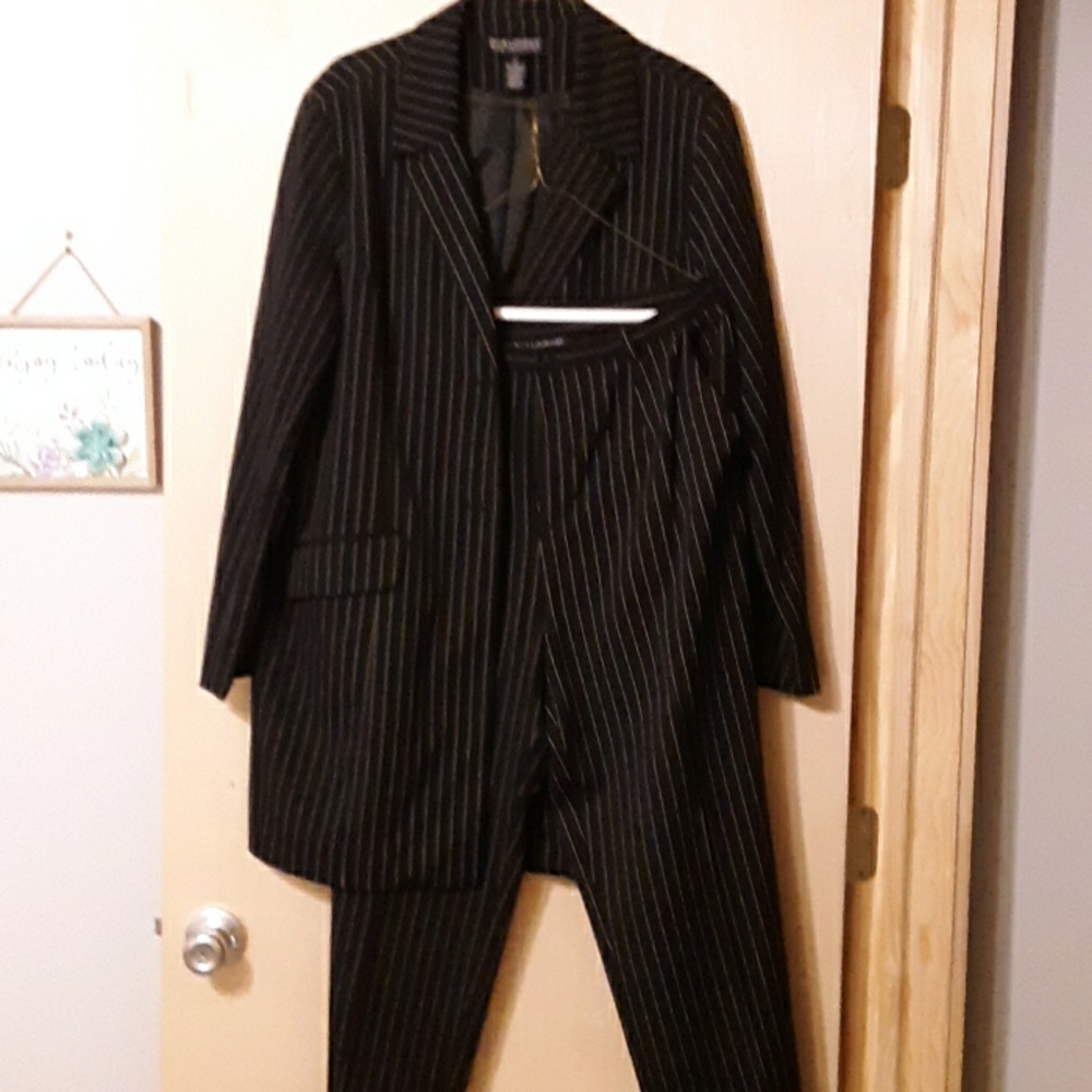 Career wear suit. Black pinstripe size 14